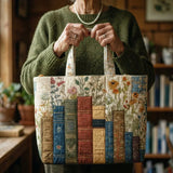 Bolso acolchado hecho a mano – Libros y flores
